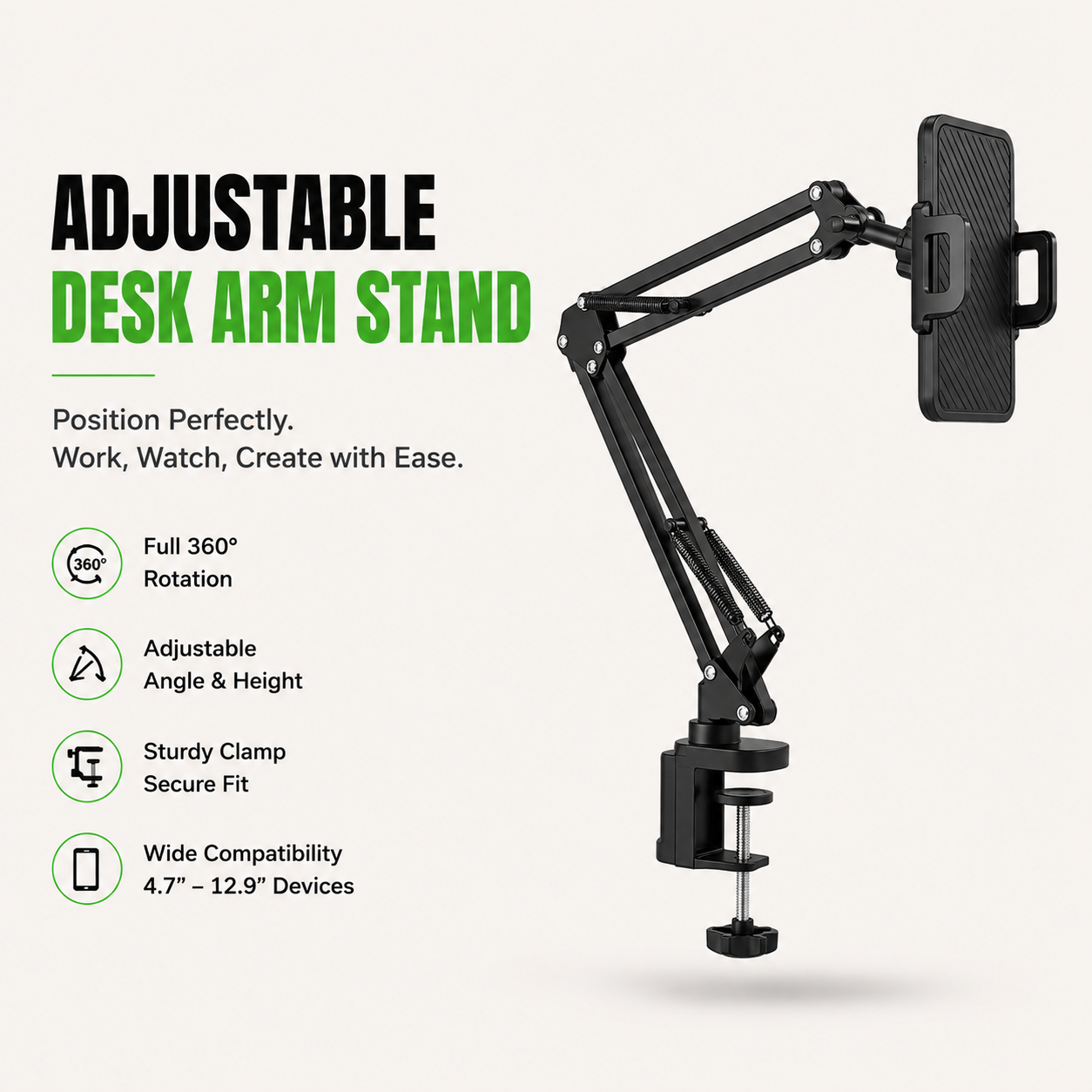 LazyLux™ Universal Bed/Desk Arm Stand (For Phones and Tablets)
